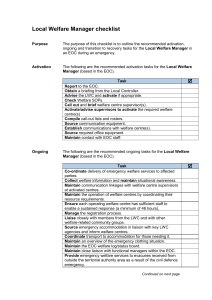 Local Welfare Manager checklist - Ministry of Civil Defence and