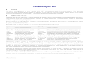 Verification of Compliance Matrix