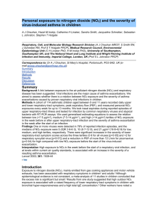 Personal exposure to nitrogen dioxide (NO2) and the