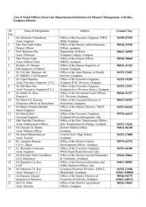 List of Nodal Officers from Line Departments/Institutions for Disaster