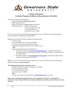 College of Business Graduate Programs Admission Requirements