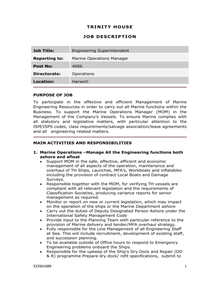 Job Description Marine Operations Manager