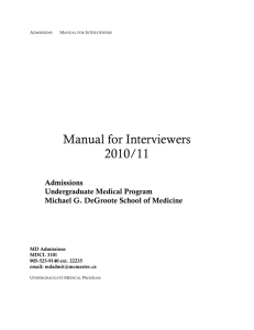 Manual for Interviewers - Faculty of Health Sciences