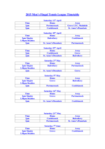 Men`s 2015 Fingal Tennis League Timetable