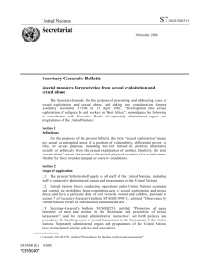 Secretary-General`s Bulletin Special measures for protection from