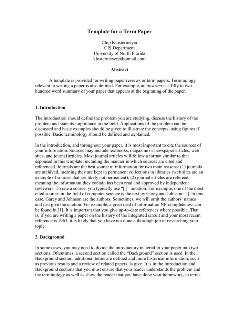 term paper example about education
