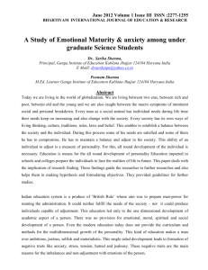 A Study of Emotional Maturity & anxiety among under graduate