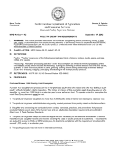 NCDA Poultry Exemptions Document 2012