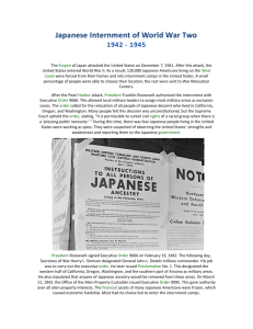 Japanese Internment of World War Two 1942