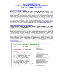 Indian Program on Climate and Weather of Sun