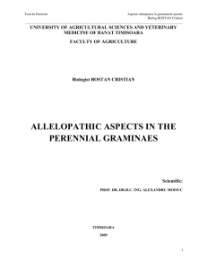 The PhD thesis entitled "Allelopathic aspects in the perennial