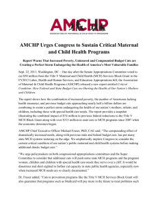 AMCHP Urges Congress to Sustain Critical MCH Health Programs