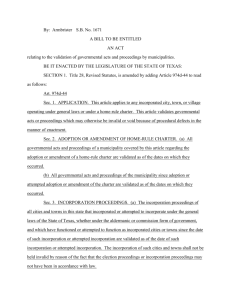 By: Armbrister S.B. No. 1671 A BILL TO BE ENTITLED AN ACT