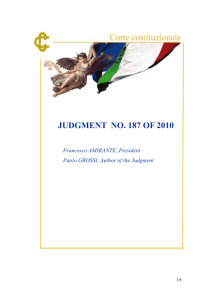 JUDGMENT NO. 187 OF 2010 Francesco AMIRANTE, President