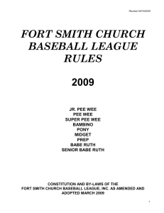 Constitution and By-Laws for Fort Smith Church Baseball League, Inc.
