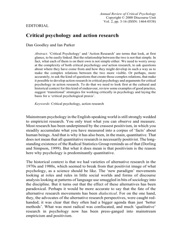 critical analysis psychological research