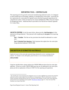 REPORTING TOOL – PART I: CENTER PLAN CHECKLIST