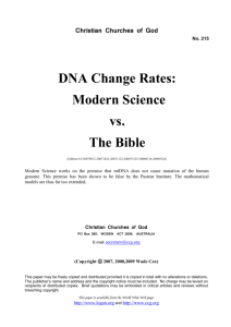 DNA Change Rates: Modern Science vs. The Bible (No. 215)