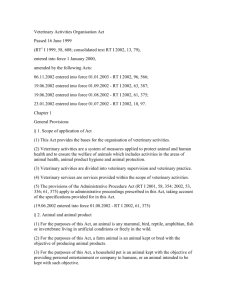 Veterinary Activities Organisation Act