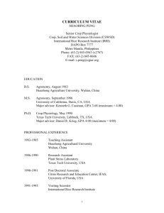 19. Khush, GS, S. Peng, and SS Virmani. 1998. Improving yield