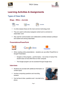 Learning Activities & Assignments
