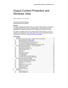 Output Content Protection and Windows Vista