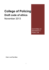 Response to the College of Policing on their draft Code of Ethics