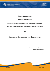 Waste Management Budget Submission