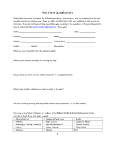 Client Questionnaire - Medicine County Herbs