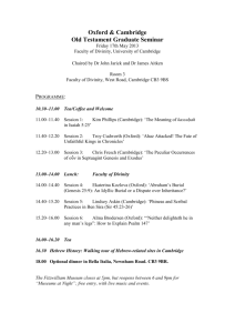 Oxford & Cambridge Old Testament Graduate Seminar Friday 17th
