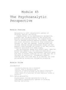 Module 45 The Psychoanalytic Perspective Module Preview