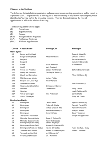 Changes in the Stations The following list details those presbyters