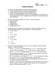 Vectors Review Worksheet