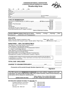 TYPE OF MEMBERSHIP: Amount - Canadian Botanical Association