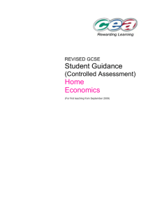 GCSE Home Economics Controlled Assessment