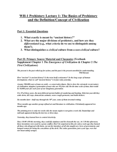 Lecture 1 Principles/Concepts: Definitions of History, Prehistory