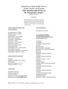 KHC Reimbursable Drug List By Therapeutic Category