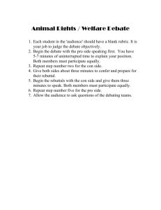 Animal Rights / Welfare Debate