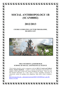 Social Anthropology 1B: An Introduction