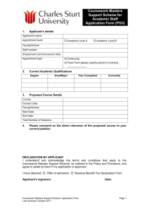 Coursework Masters Support Scheme Application Form (PG3)