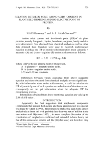 Amino acids content and iso-electric point (IEP)of six plant proteins