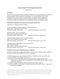 Laboratory Specific Chemical Hygiene Plan template