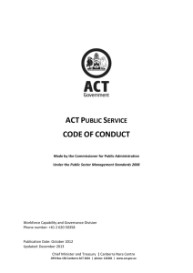 ACTPS Code of Conduct 2012 - Chief Minister, Treasury and