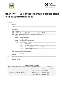 HSEP09XX Use of vehicles and fuel burning plant in underground