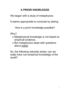 Lecture 8 - A Priori Knowledge