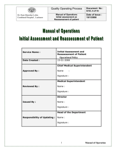 Initial Assessment and Reassessment of patient Policy