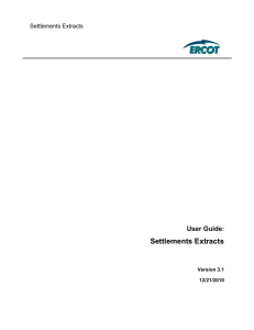 `Settlements` extracts, user guides