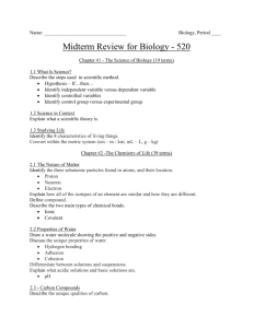 Biology Midterm Study Guide