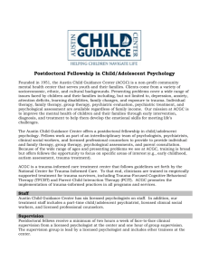 Postdoctoral Fellowship in Child/Adolescent Psychology Founded in