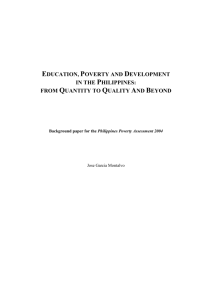 Education , poverty and development in Philippines : from quantity to